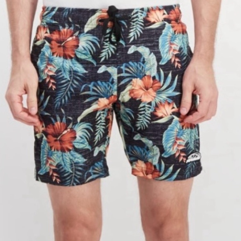 Pipeline Floral Tropical Print Swim Trunks - XL